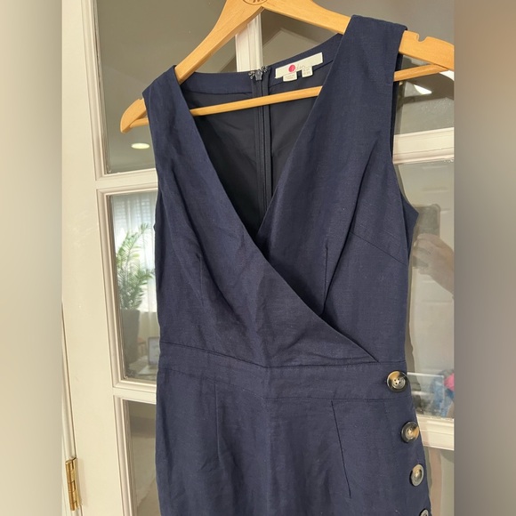 Boden Dorothea Linen Blend Cropped Jumpsuit - size 2 - navy - 55% linen blend - Picture 3 of 10
